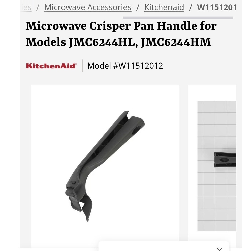 KITCHENAID Microwave Crisper Pan Handle Unisex OS Black‎ Excellent W11512012